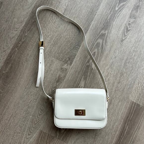 J.Crew Edie Italian Leather Structured Crossbody Bag Turnlock Natural NWT - Picture 3 of 16